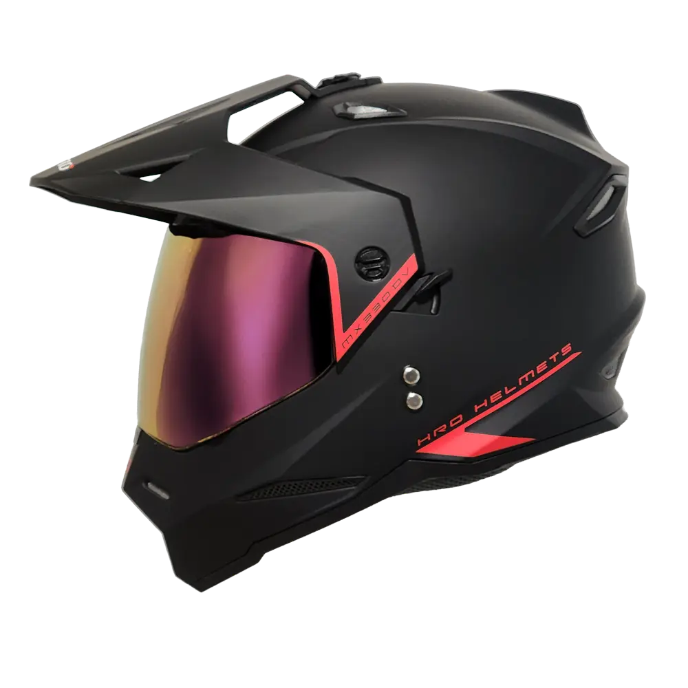 CASCO HRO-MX330 SOLIDO NEGRO MATE HRO ROJO (VISOR ROJO) 