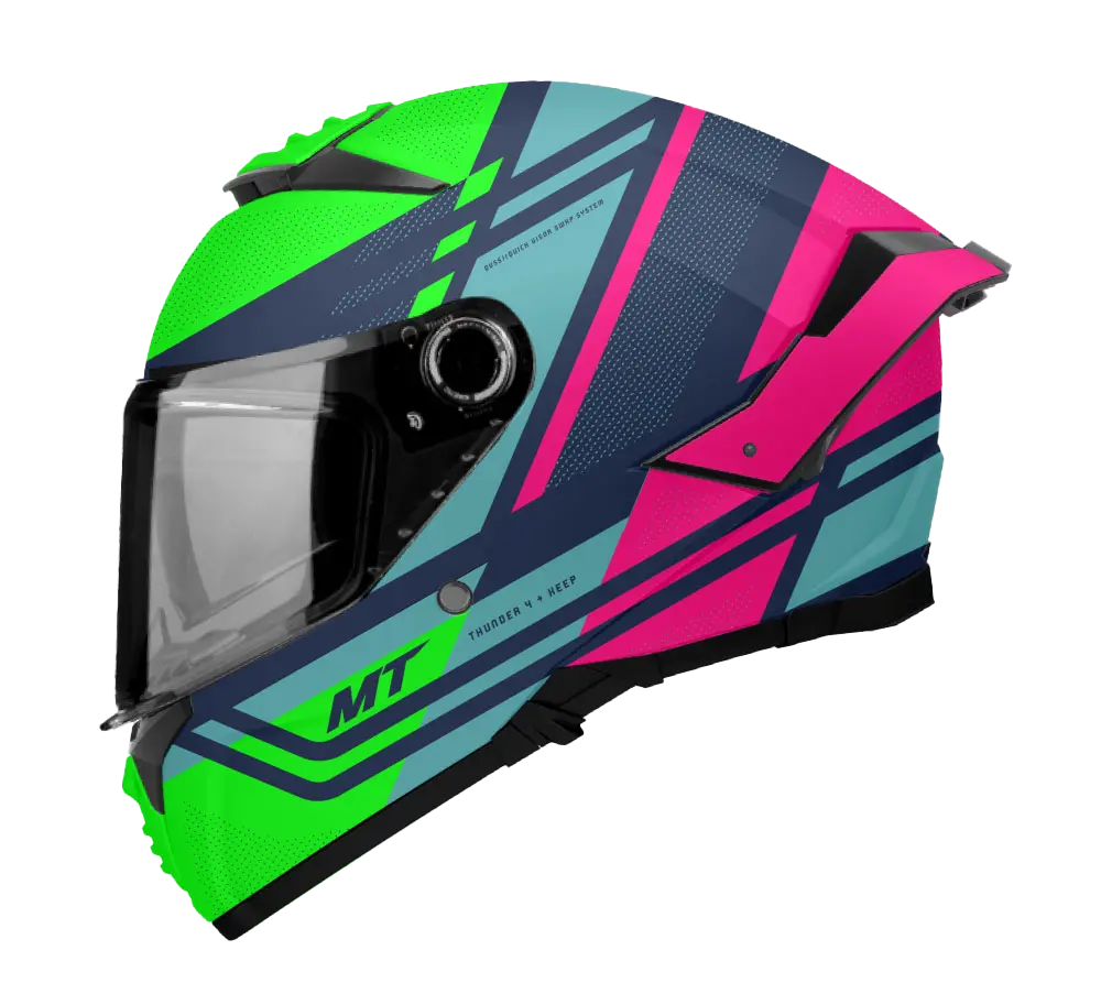 [140100410] CASCO MT FF118SV THUNDER 4 SV KEEP D6 VERDE AZUL FUCSIA (M)